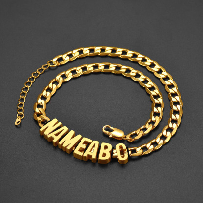 Custom Name Necklace 9mm Curb Chain For Him