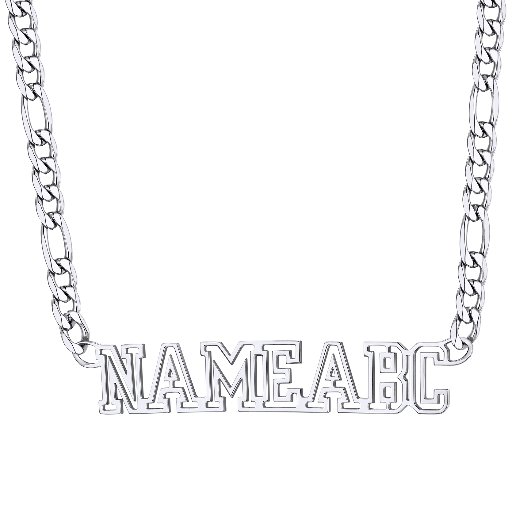 Custom Nameplate Figaro Chain Necklace for Men Women