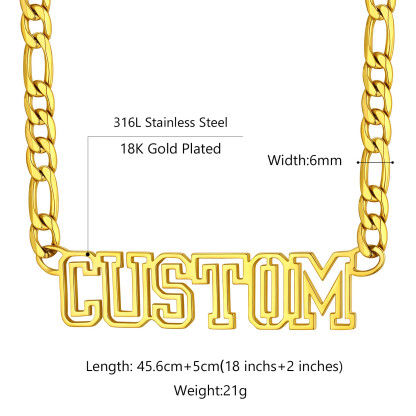 Custom Nameplate Figaro Chain Necklace for Men Women