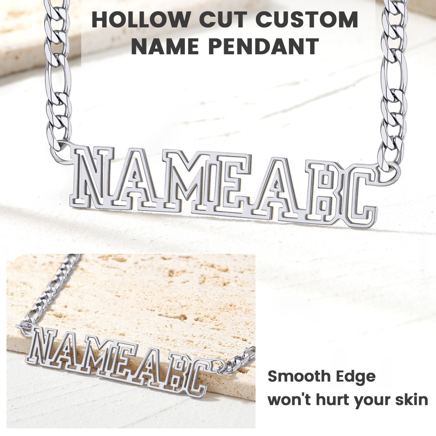 Custom Nameplate Figaro Chain Necklace for Men Women