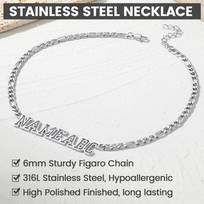 Custom Nameplate Figaro Chain Necklace for Men Women