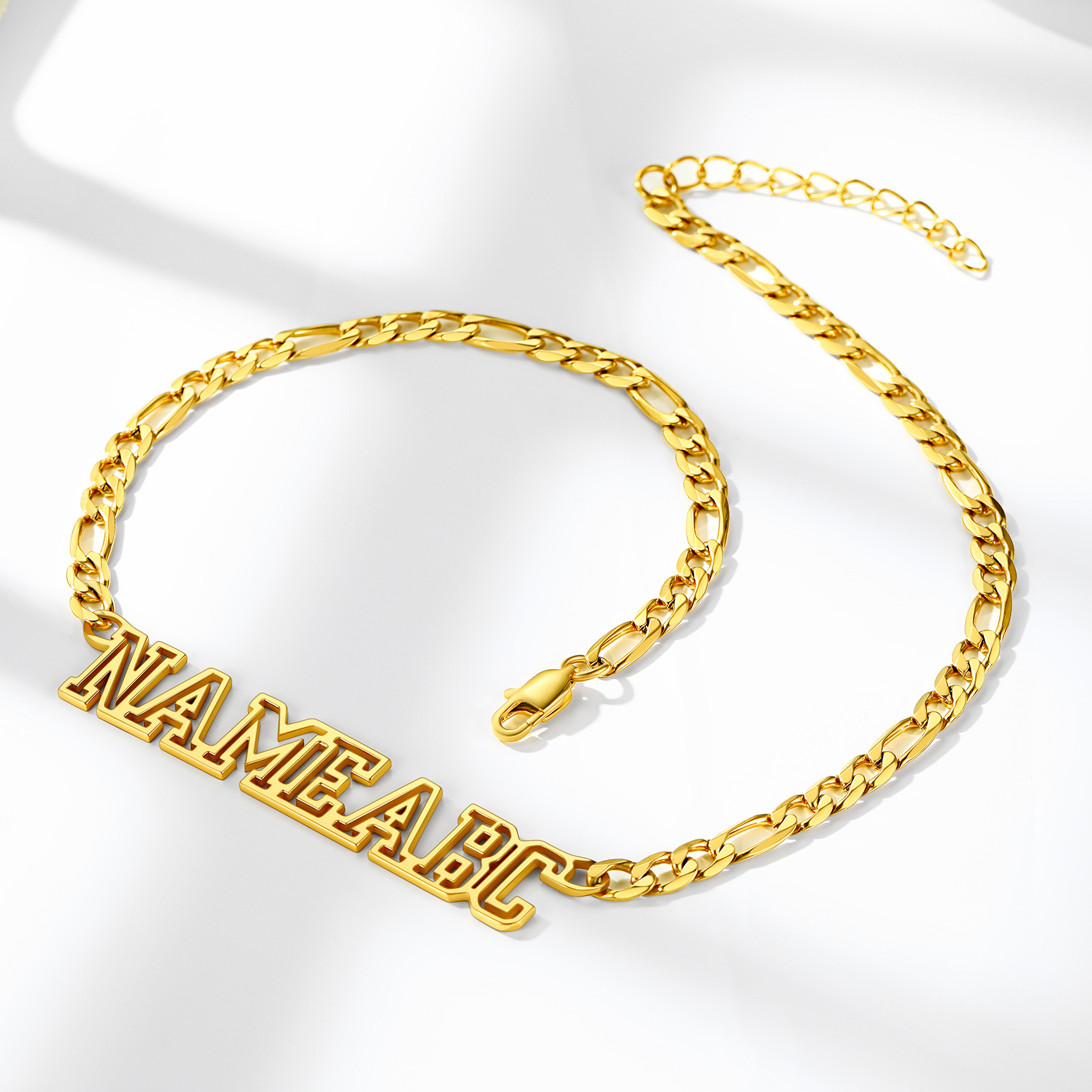 Custom Nameplate Figaro Chain Necklace for Men Women