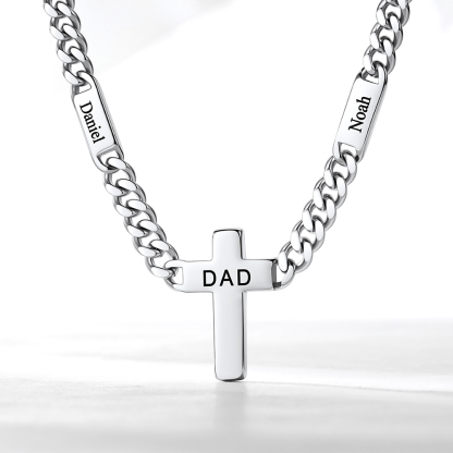Custom Name Chain Necklace With Cross Pendant Silver - product detail