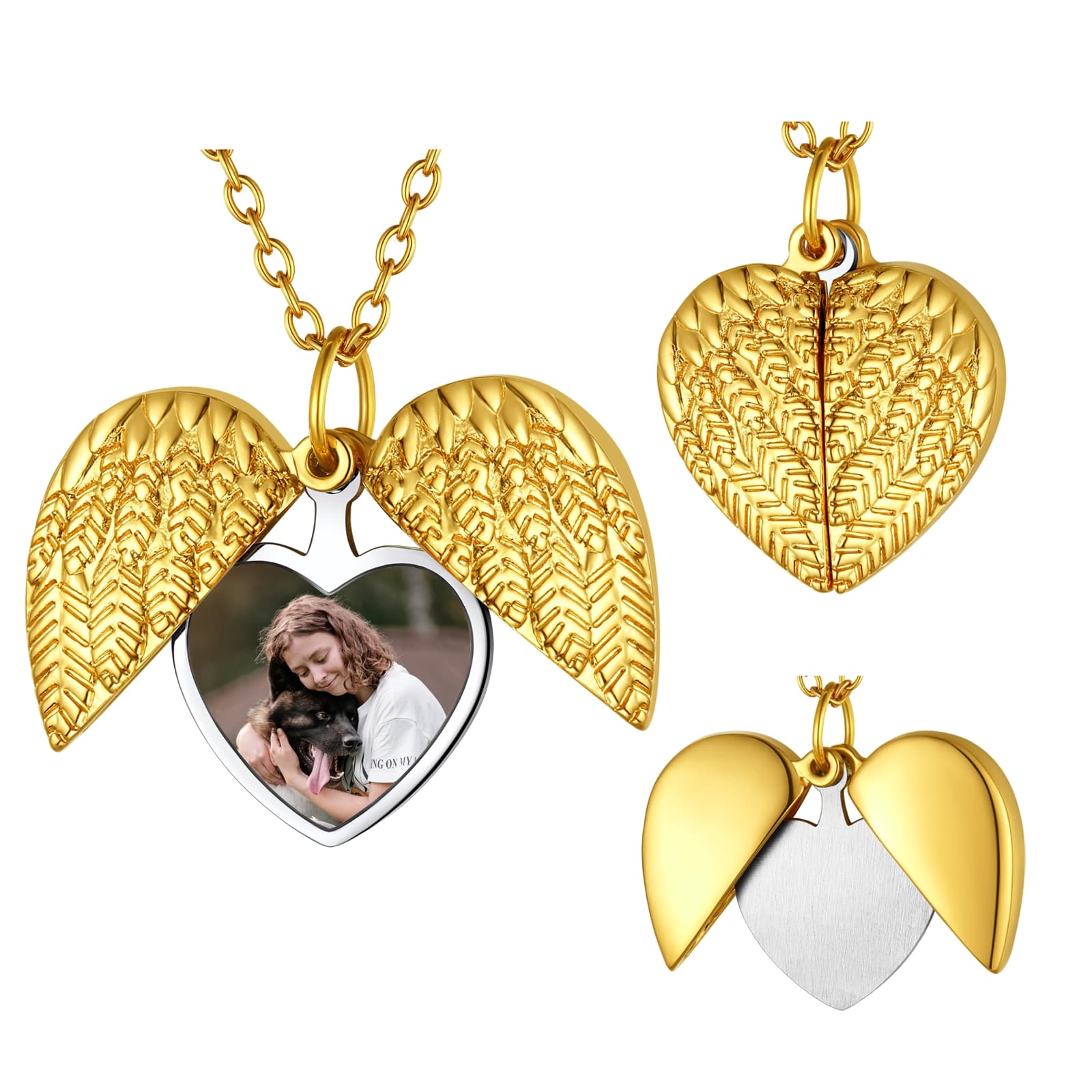 Custom4U Heart Locket Necklace with Picture Gold Plated