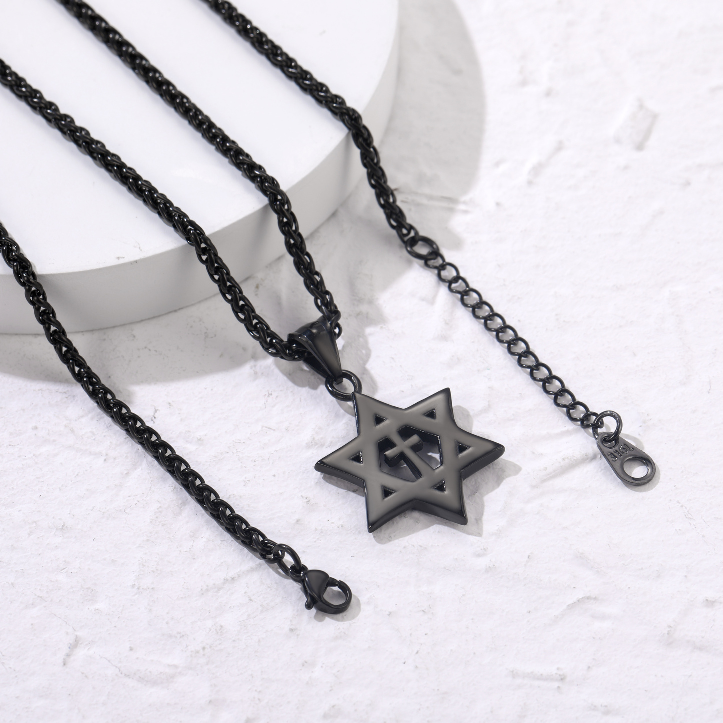 Stainless Steel Star of David Cross Pendant Necklace for Men Women