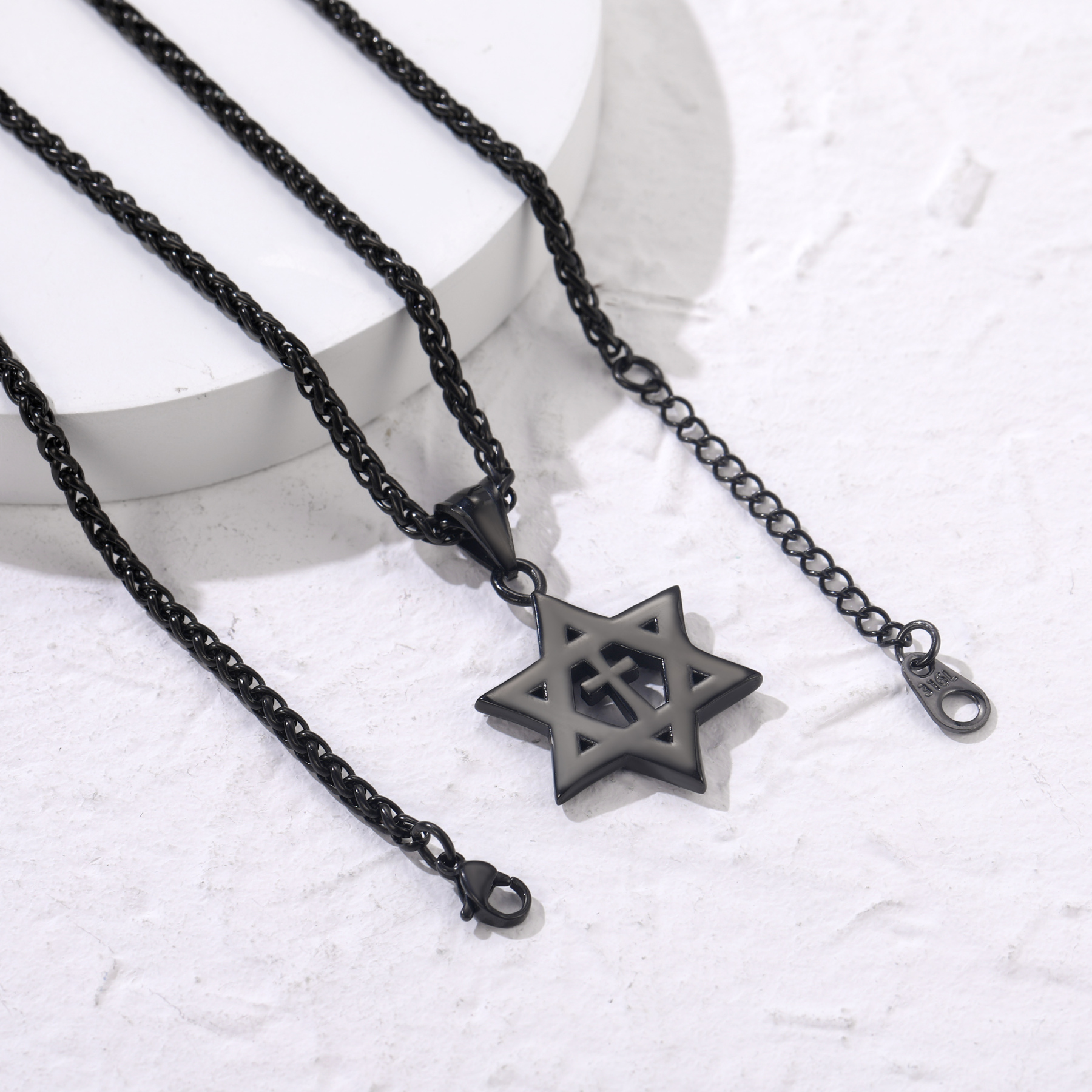 Stainless Steel Star of David Cross Pendant Necklace for Men Women