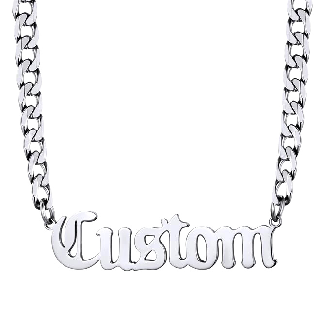 Custom Cut Name Necklace, Stainless Steel 6mm Rope Chain, Personalized Gift