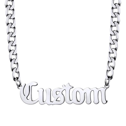 Custom Cut Name Necklace, Stainless Steel 6mm Rope Chain, Personalized Gift