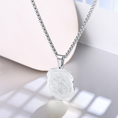 Steel Saint Michael Archangel Shield Pendant