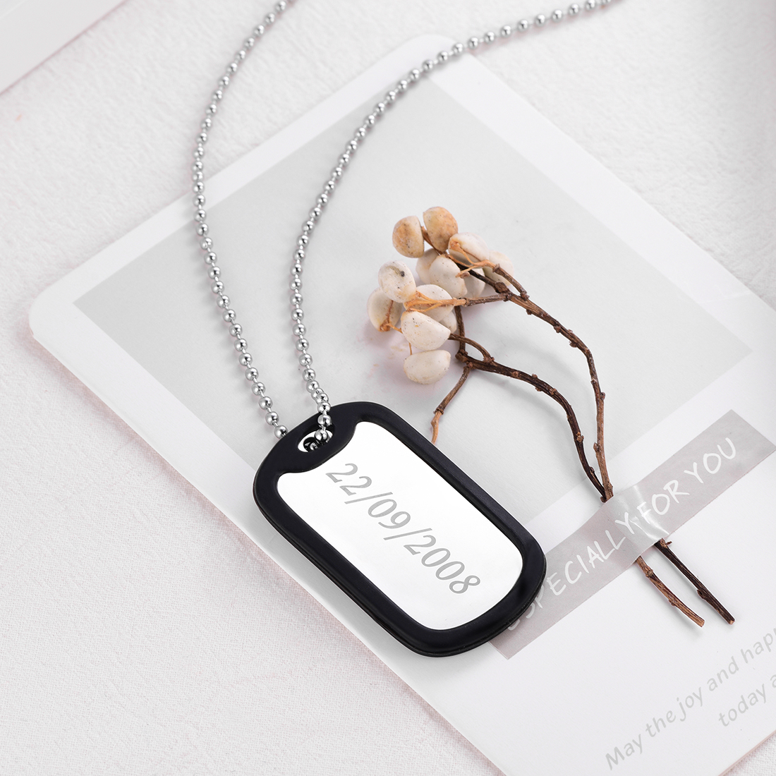 Custom Photo Dog Tag Necklace Stainless Steel For Men Women
