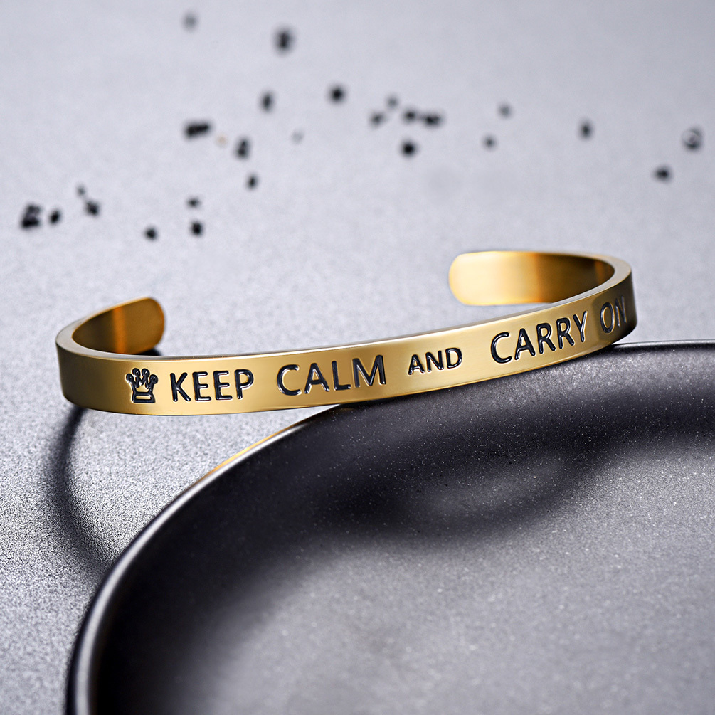 Gold Inspirational Men's Cuff Bracelet