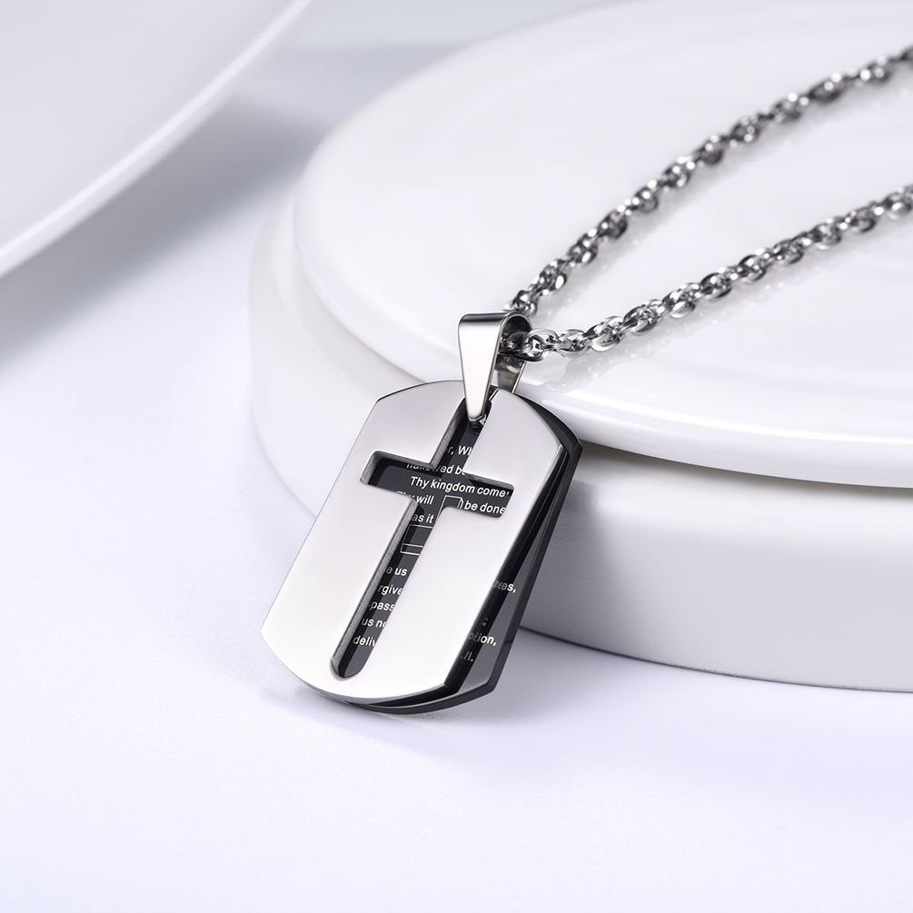 Stainless Steel Cross Dogtag Pendant
