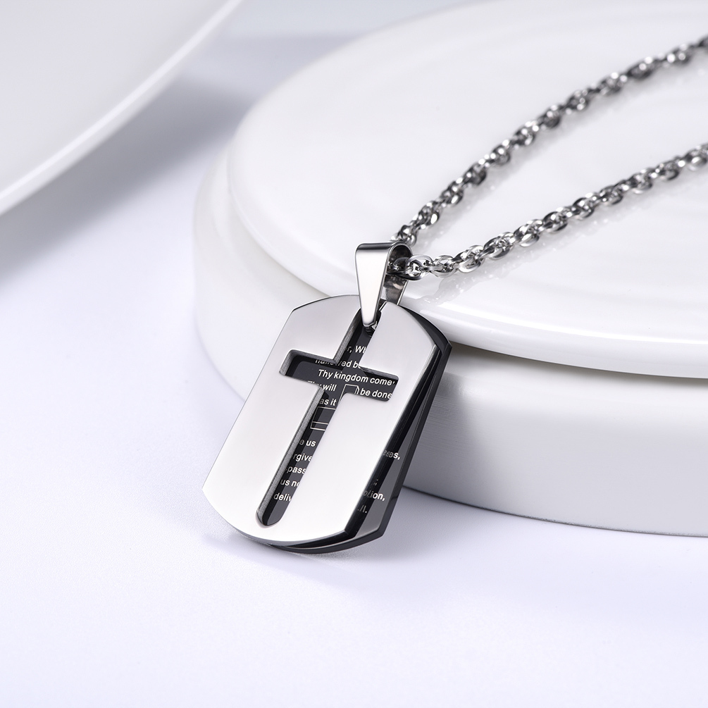 Stainless Steel Cross Dogtag Pendant