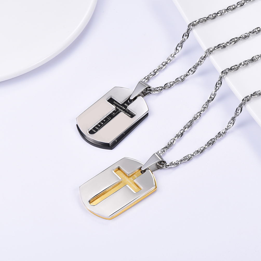 Stainless Steel Cross Dogtag Pendant