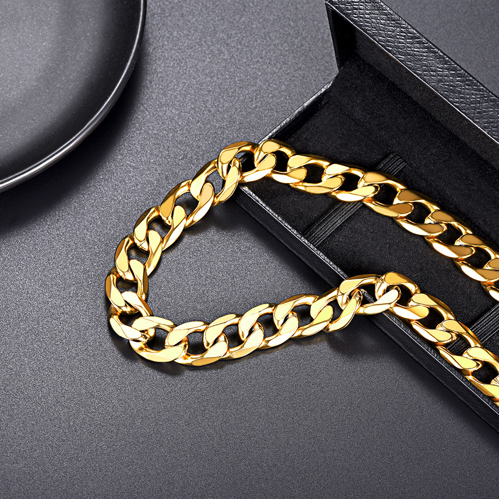 Gold Cuban link chain necklace polished finish