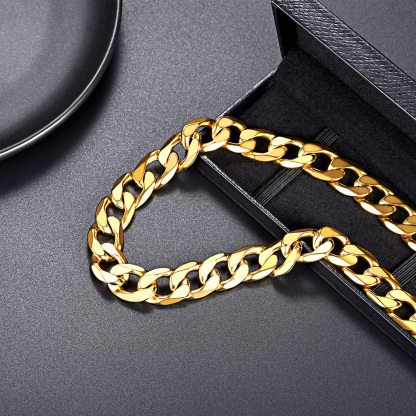 Gold Cuban link chain necklace polished finish