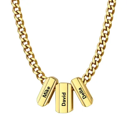 Multi Name Chain Necklace Supports Custom Engraved Gold - 3 names