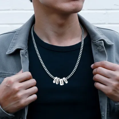 Multi Name Chain Necklace Supports Custom Engraved Silver - wearing effect