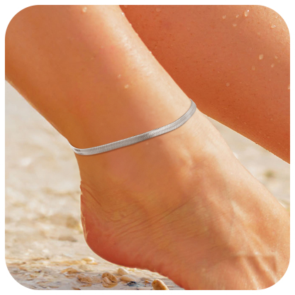 3mm Stainless Steel Flat Snake Chain Anklet  for Women