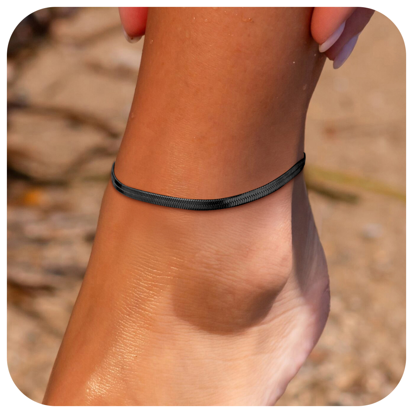 3mm Stainless Steel Flat Snake Chain Anklet  for Women