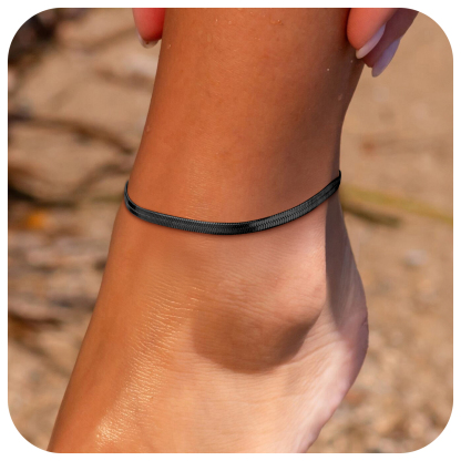 3mm Stainless Steel Flat Snake Chain Anklet  for Women