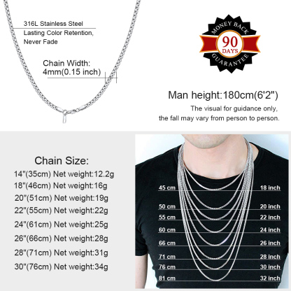 4mm Flat Box Chain Necklace for Men & Women