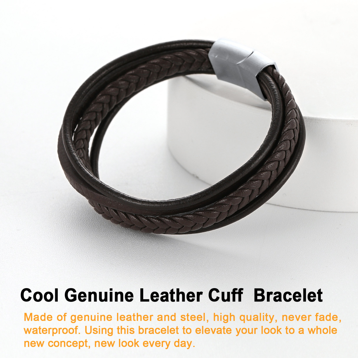 Multi Layered Simple Leather Braided Bracelet