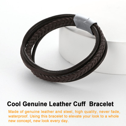 Multi Layered Simple Leather Braided Bracelet