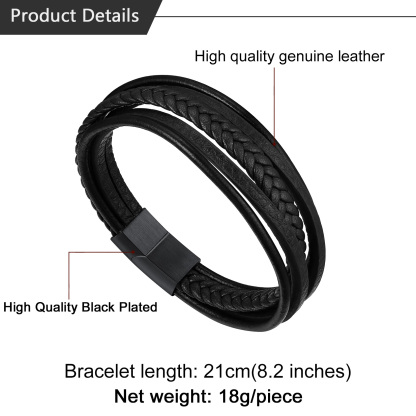 Multi Layered Simple Leather Braided Bracelet