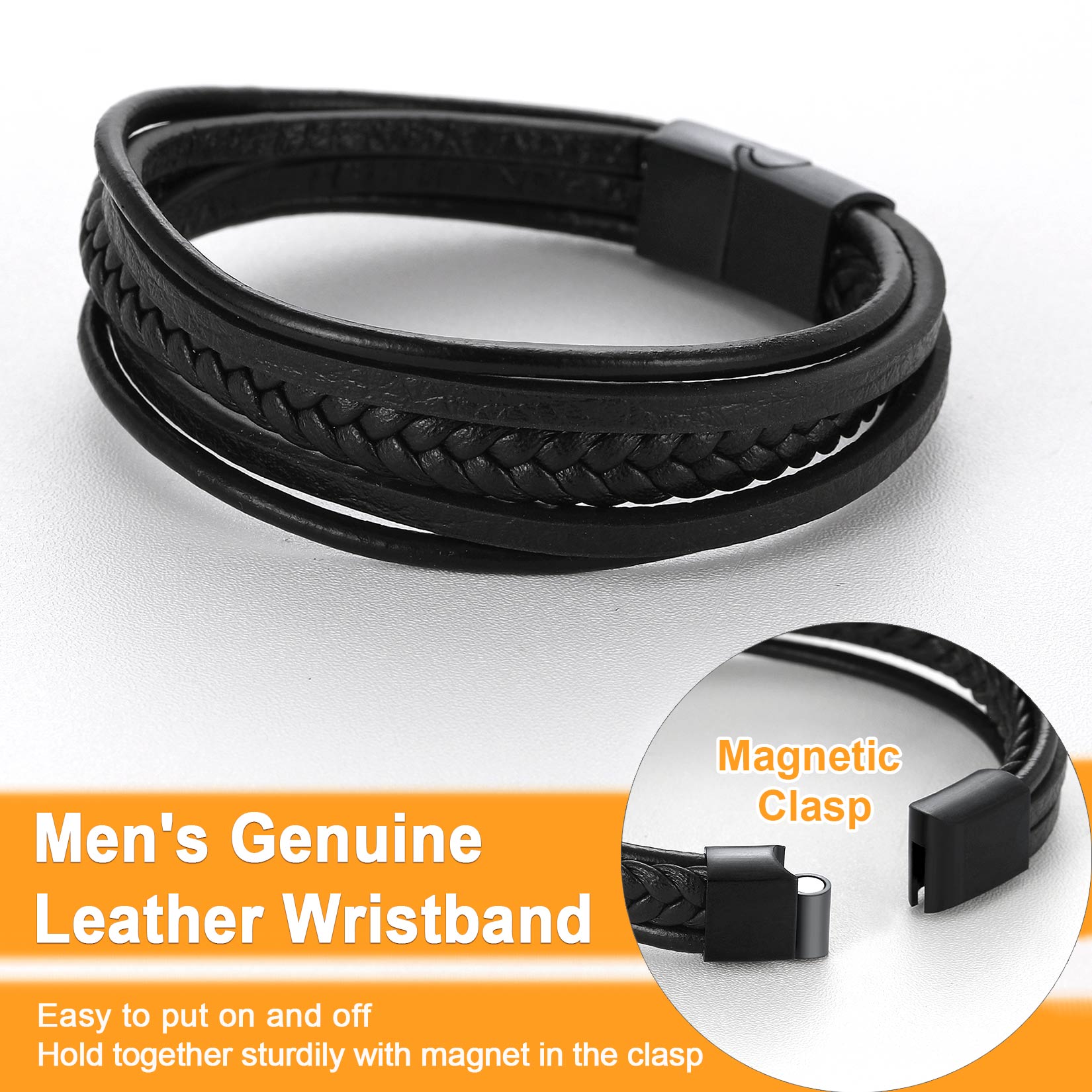 Multi Layered Simple Leather Braided Bracelet