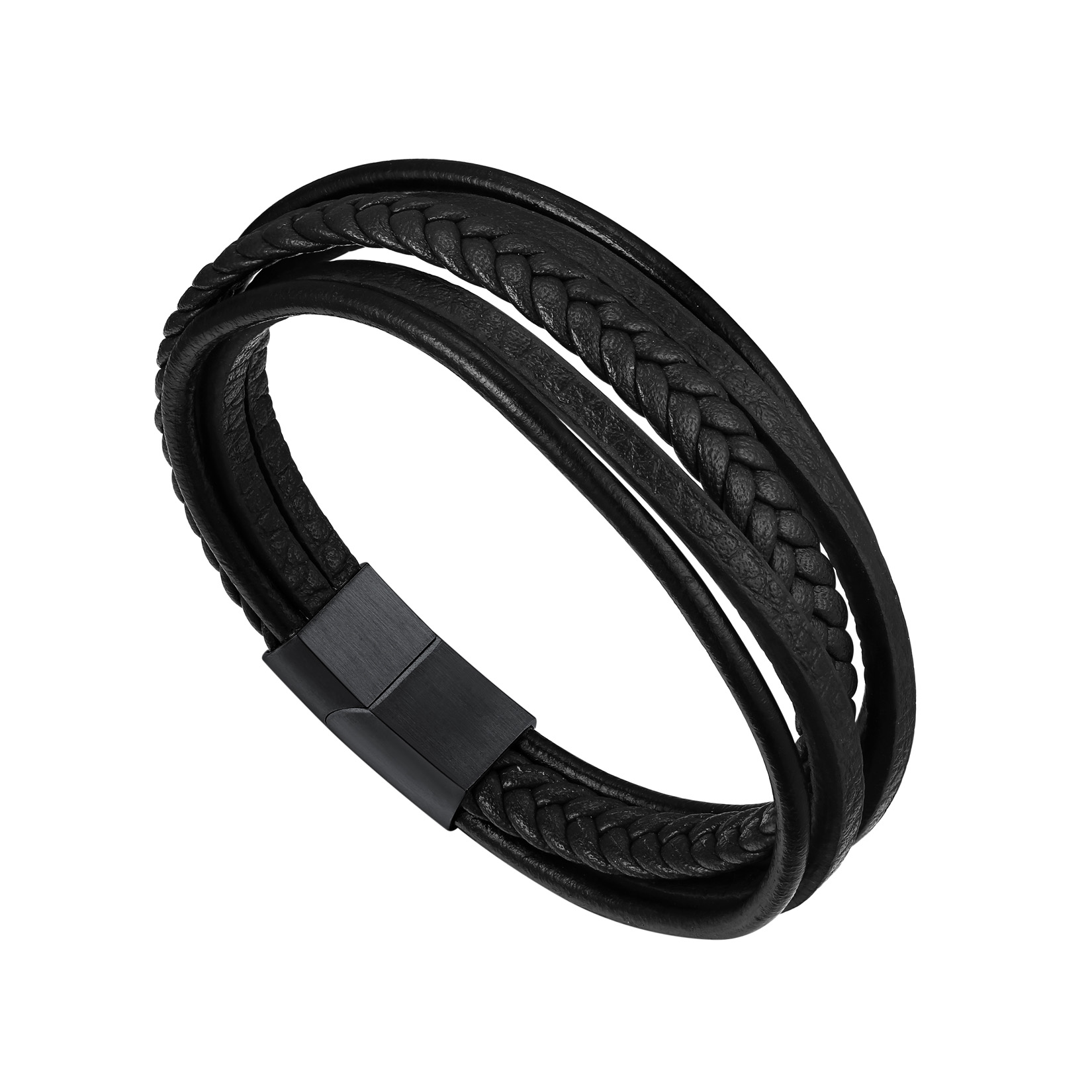 Multi Layered Simple Leather Braided Bracelet