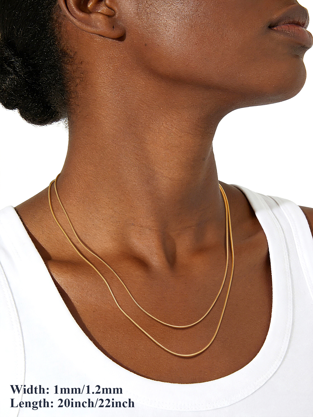1-2mm Stainless Steel Snake Chain Necklace