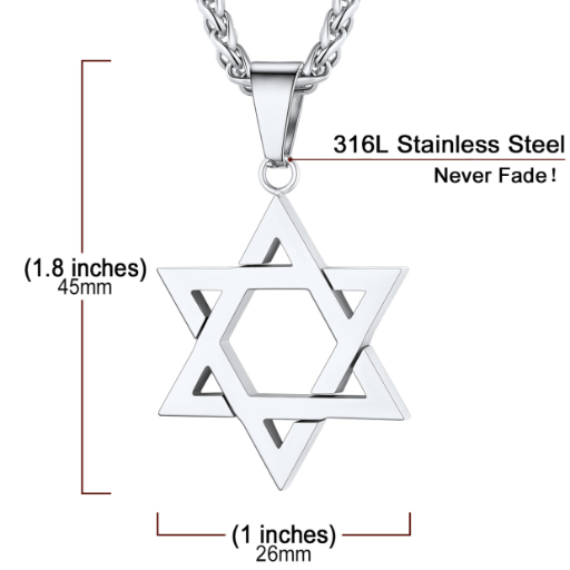 Jewish Star of David Pendant Necklace For Men Women
