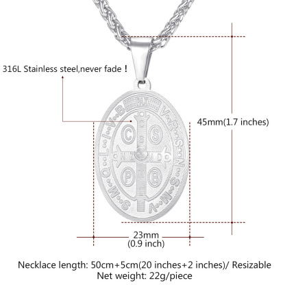 St Benedict Medal Back Design Stainless Steel Necklace Chain