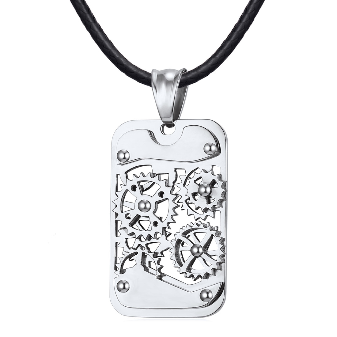 Stainless Steel Spinning Wheel Dog Tag Pendant