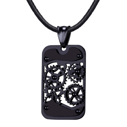 Stainless Steel Rotating Wheel Pendant, Industrial Gear Necklace Gift