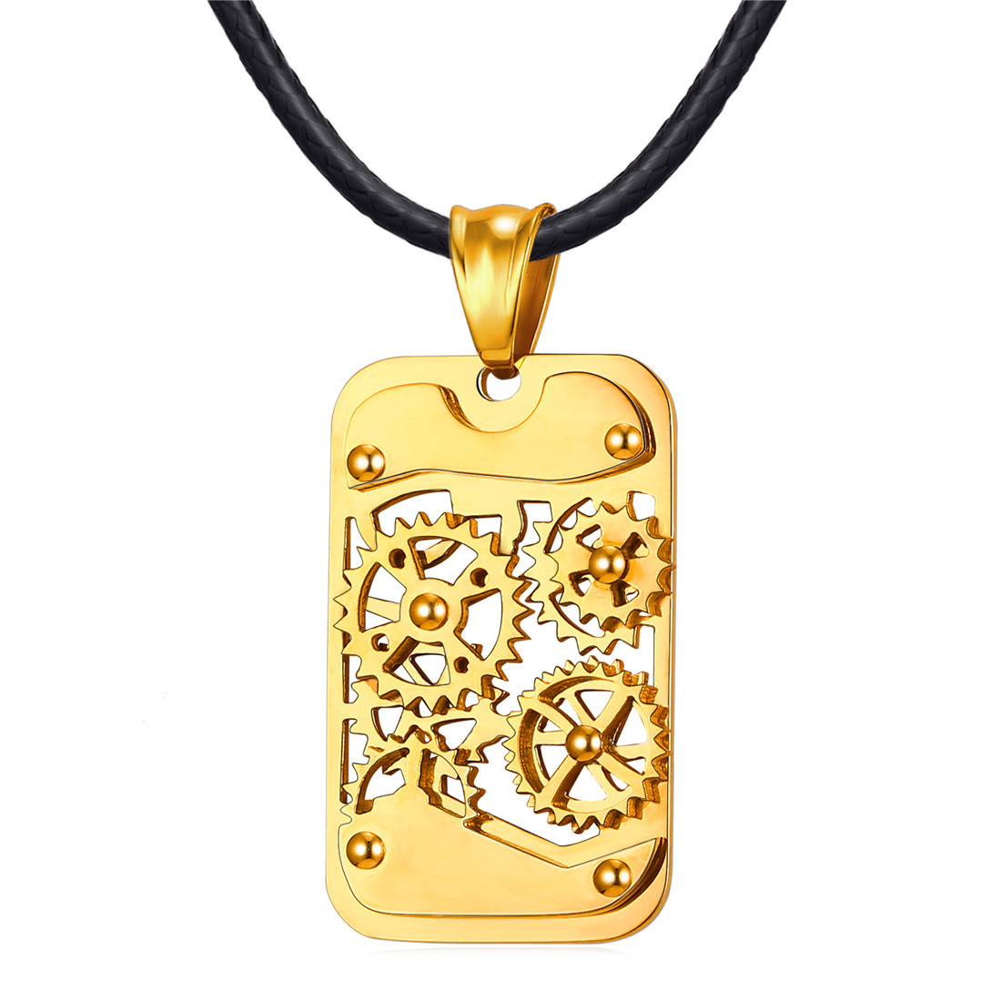 Stainless Steel Spinning Wheel Dog Tag Pendant