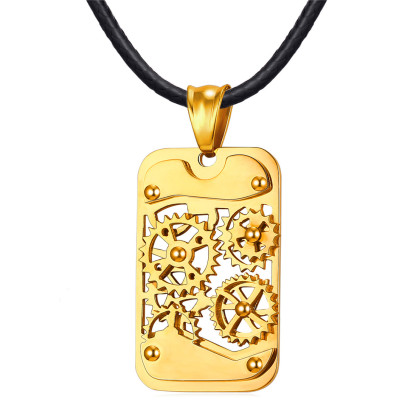 Stainless Steel Spinning Wheel Dog Tag Pendant