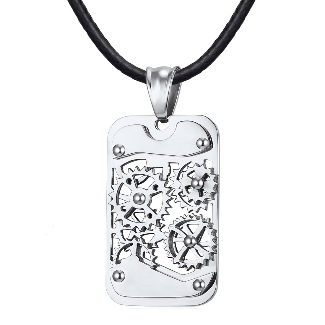 Stainless Steel Spinning Wheel Dog Tag Pendant