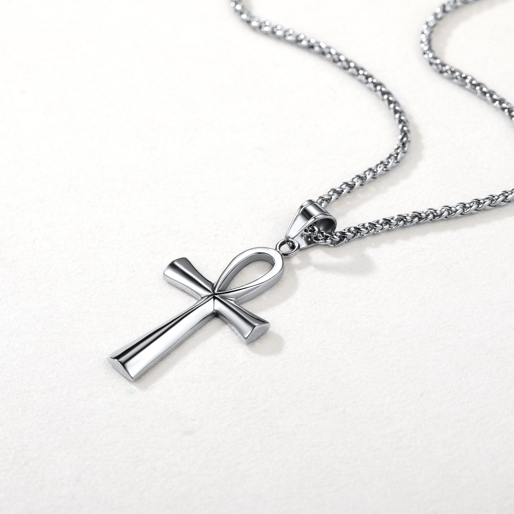 Ankh Cross Pendant Egyptian Necklace, Stainless Steel-02
