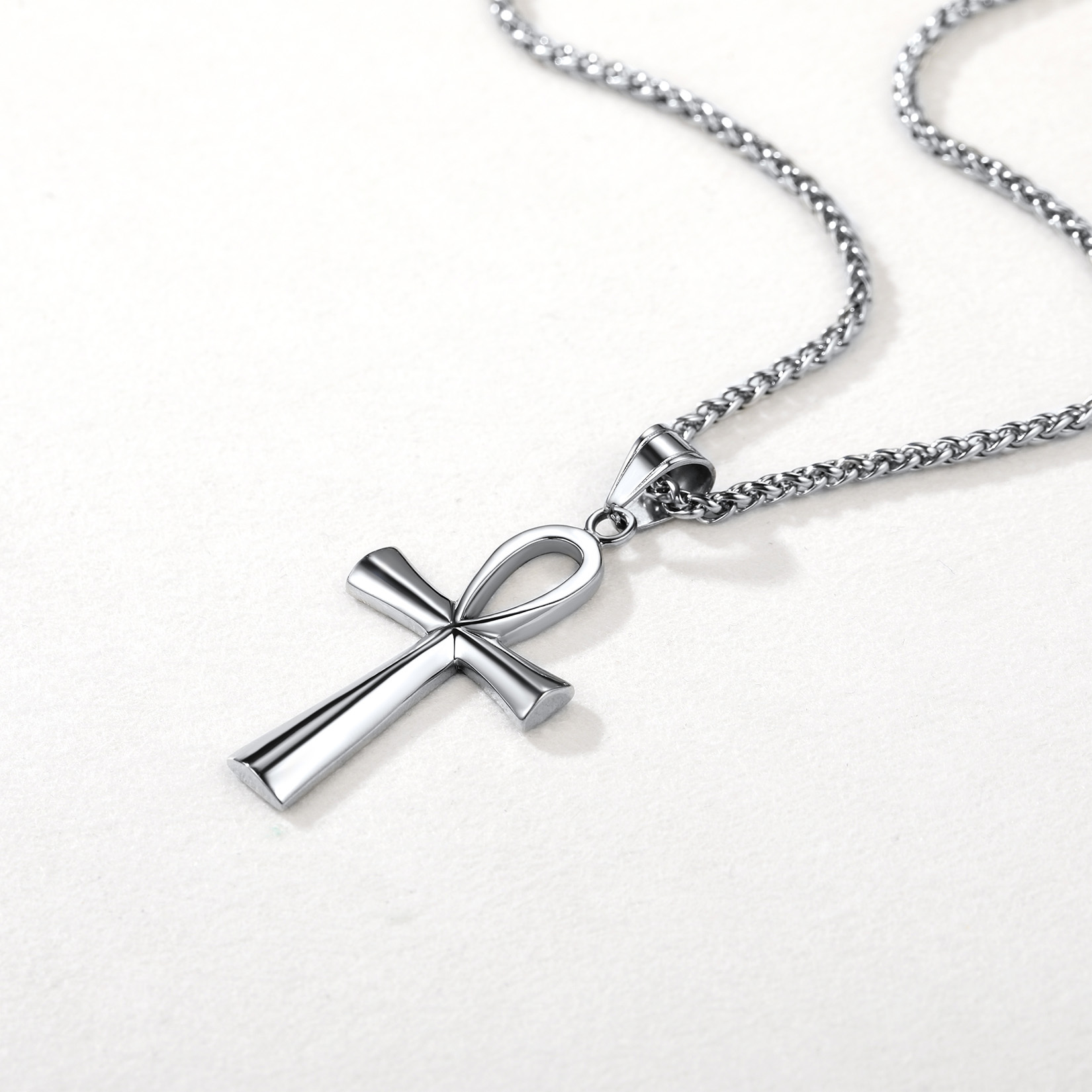 Ankh Cross Pendant Egyptian Necklace, Stainless Steel-02
