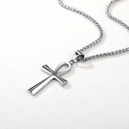 Ankh Cross Pendant Egyptian Necklace, Stainless Steel-02