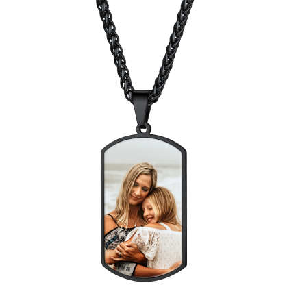 Custom Photo Stainless Steel Dog Tag Necklace with 3mm Curb Chain