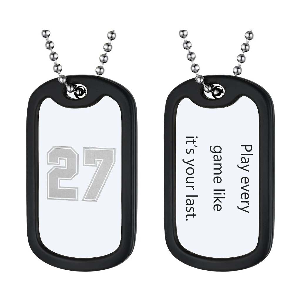 Engraved Numbers Sport Dog Tag Necklace For Men