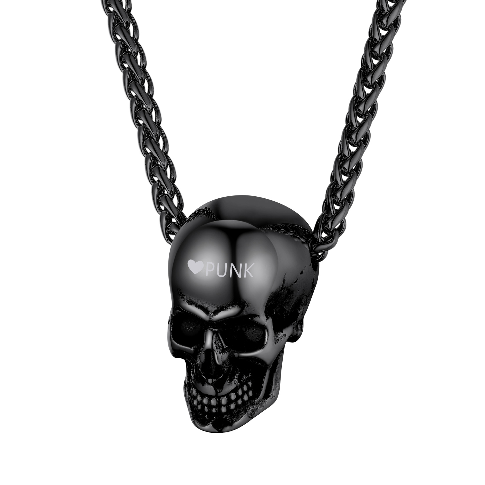 Stainless Steel Skull Pendant Necklace Gothic Punk Gift