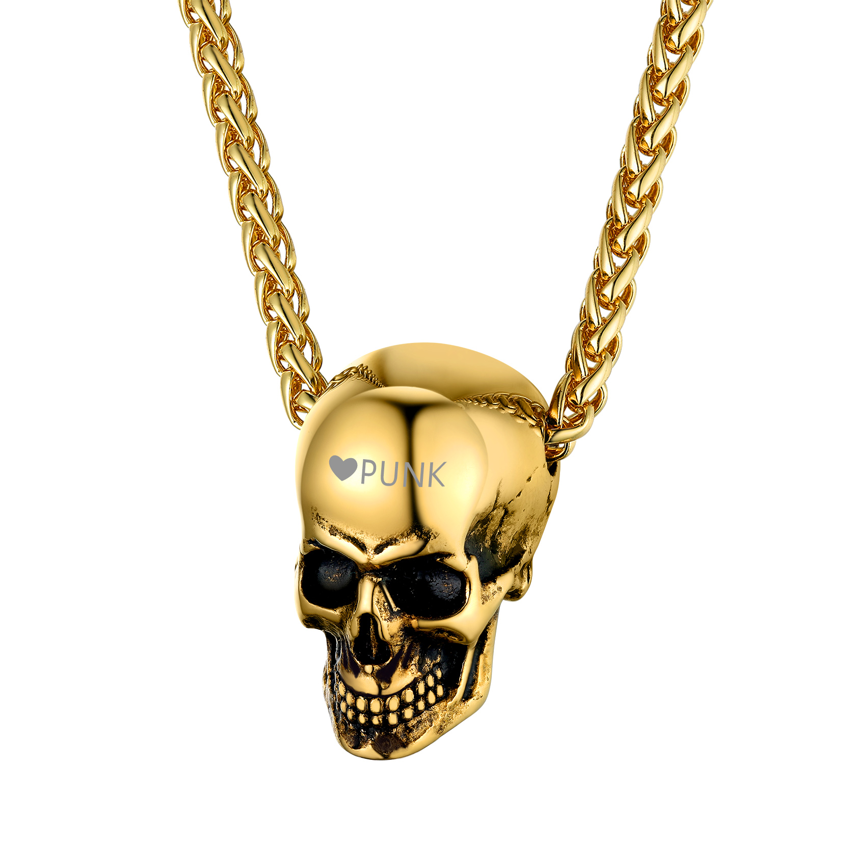 Stainless Steel Skull Pendant Necklace Gothic Punk Gift
