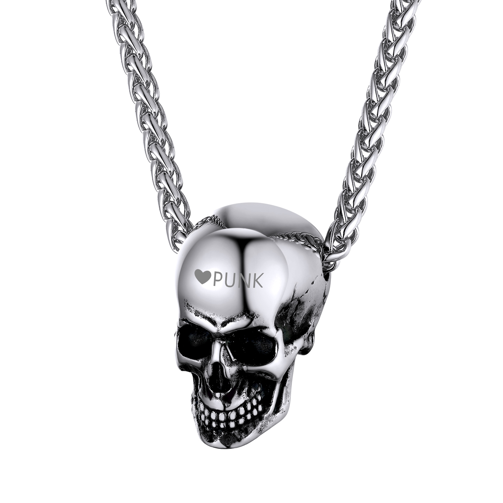 Stainless Steel Skull Pendant Necklace Gothic Punk Gift