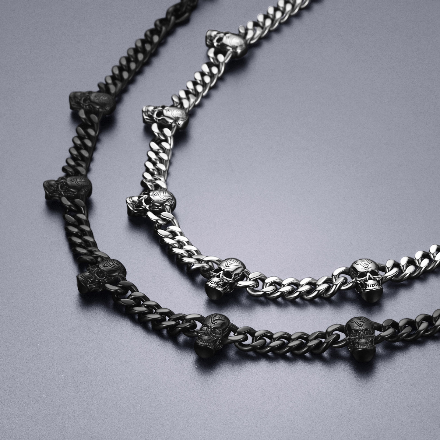 Gothic Skull Cuban Chain Necklace in Different Colors