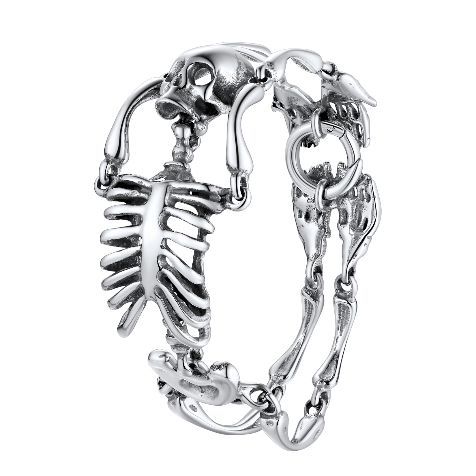 Gothic Skull Skeleton Bracelet for Men