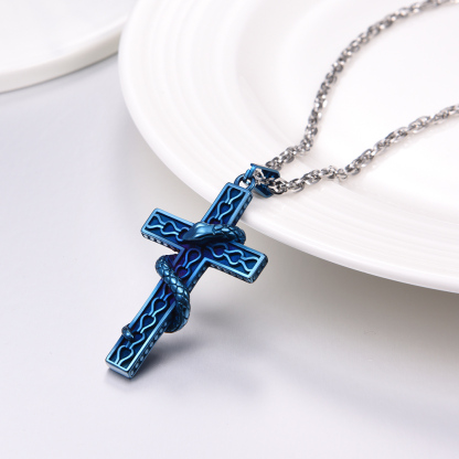 Men’s gothic serpent cross necklace